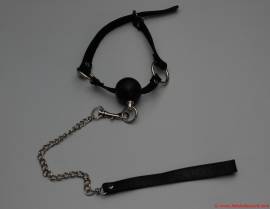 Leder Ballknebel mit F�hrkette / ballgag leather with chain - Bild vergr��ern 