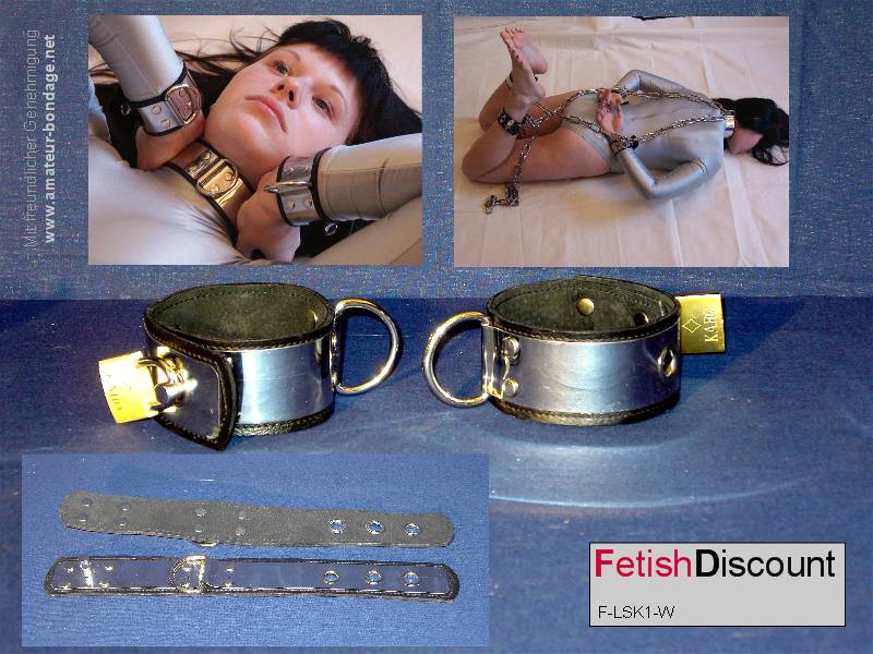Abschliebare Fufesseln aus Edelstahl  Leder / Lockable stainless steel Ancle Cuffs